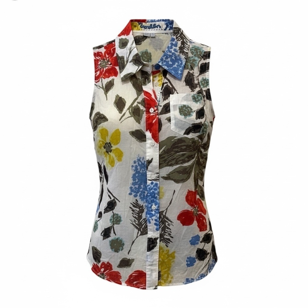 Boden floral sleeveless button down, size 2